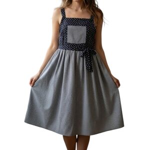 Vintage Cottagecore Starry Night Apron/overall Dress Checkered With Pocket